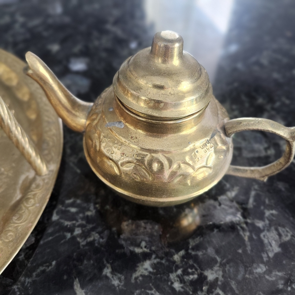 vintage brass Turkish tea Set - Picture 9 of 9